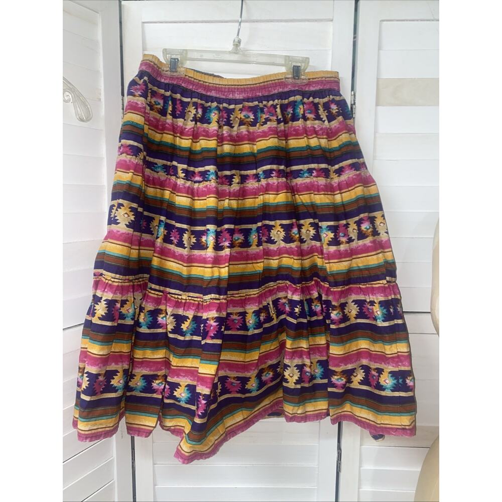 80s 90’s Rodeo Western Wear Cotton Skirt Country Southwest Aztec Large